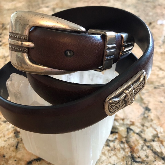 Ducks🦆Unlimited Longhorn Belt Brown Italian Saddle Leather Texas Longhorn🦆40 - Picture 4 of 8